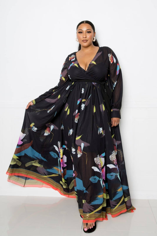 Tropical Print Maxi Dress - Body By J'ne