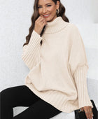 Turtle Neck Long Sleeve Ribbed Sweater - Body By J'ne