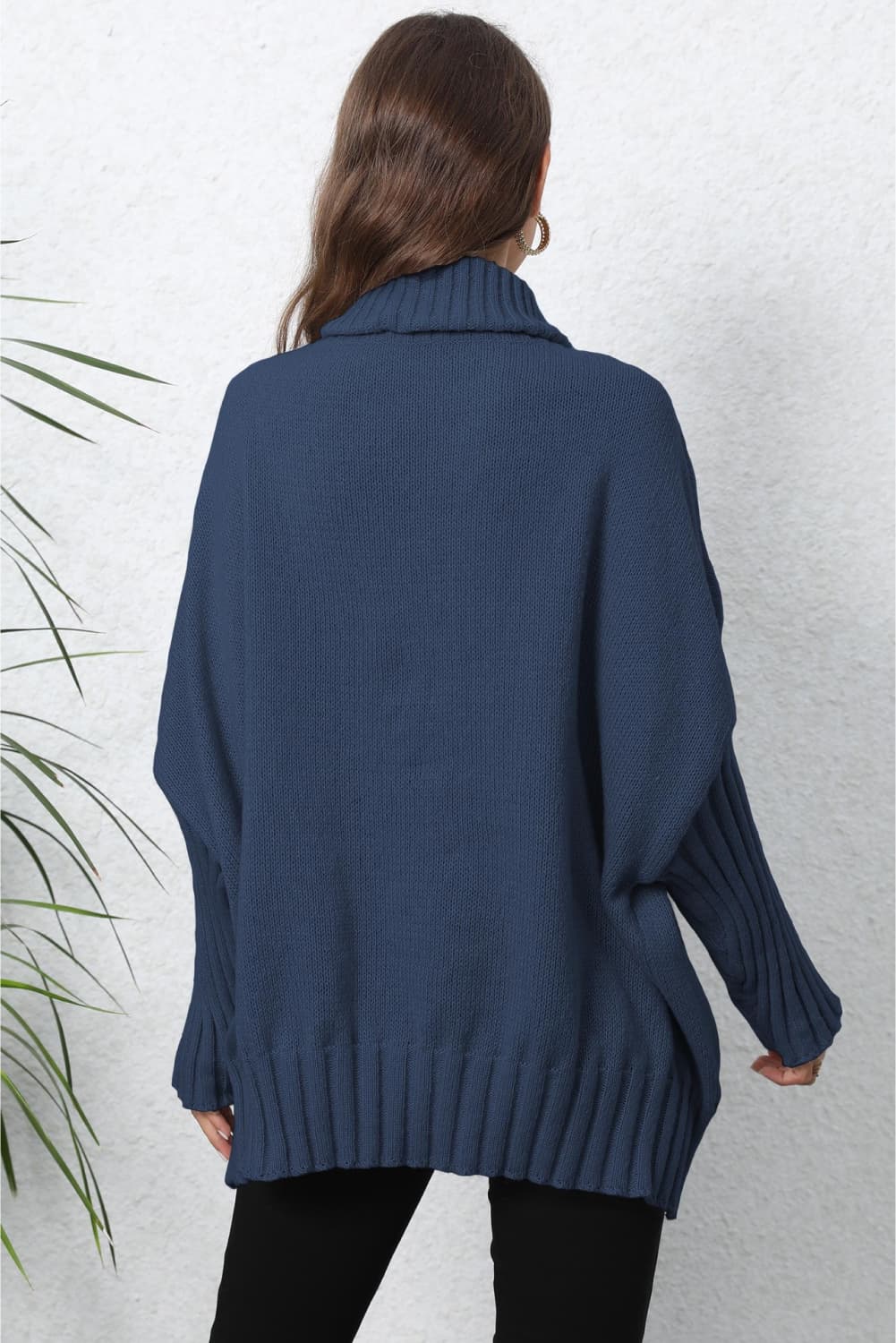 Turtle Neck Long Sleeve Ribbed Sweater - Body By J'ne