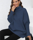 Turtle Neck Long Sleeve Ribbed Sweater - Body By J'ne