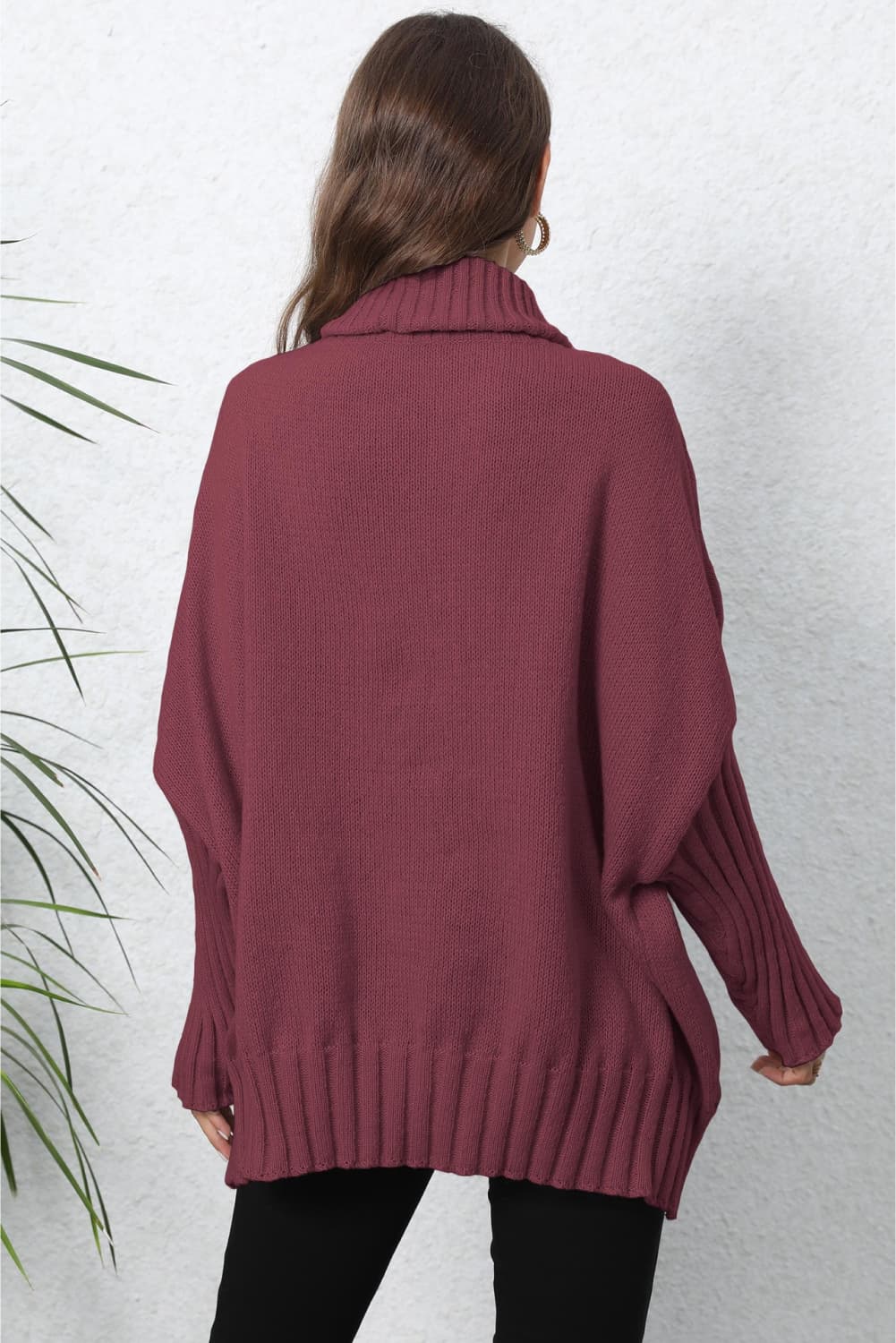 Turtle Neck Long Sleeve Ribbed Sweater - Body By J'ne