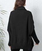 Turtle Neck Long Sleeve Ribbed Sweater - Body By J'ne