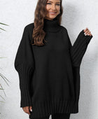 Turtle Neck Long Sleeve Ribbed Sweater - Body By J'ne