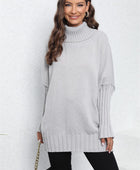 Turtle Neck Long Sleeve Ribbed Sweater - Body By J'ne