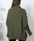 Turtle Neck Long Sleeve Ribbed Sweater - Body By J'ne