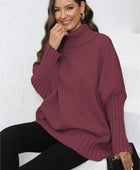 Turtle Neck Long Sleeve Ribbed Sweater - Body By J'ne