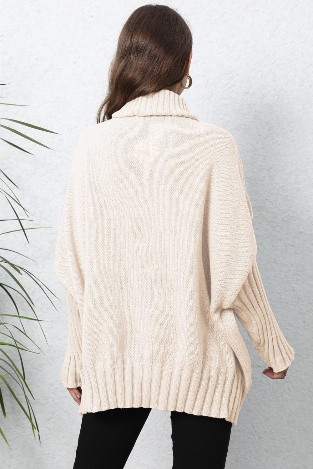 Turtle Neck Long Sleeve Ribbed Sweater - Body By J'ne