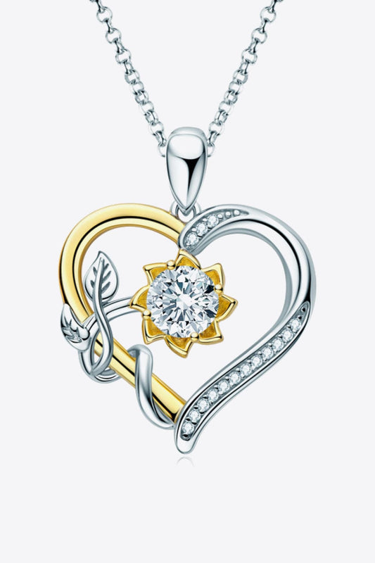 Two-Tone 1 Carat Moissanite Heart Pendant Necklace - Body By J'ne