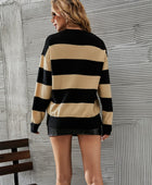 Two-Tone Round Neck Dropped Shoulder Sweater - Body By J'ne