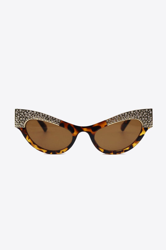 UV400 Rhinestone Trim Cat-Eye Sunglasses - Body By J'ne