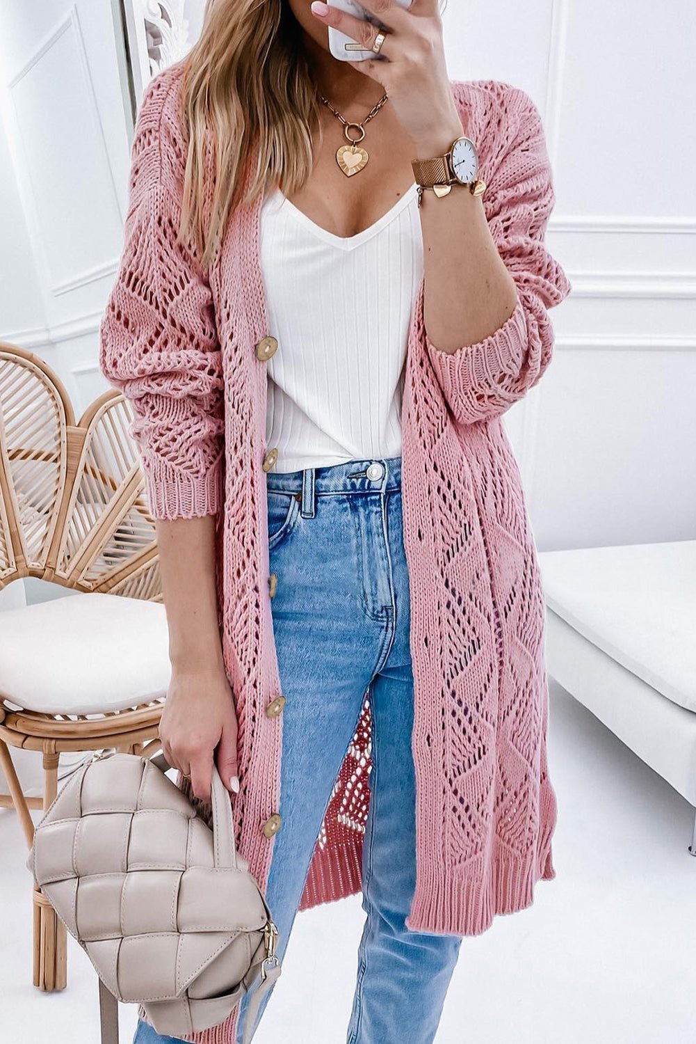 V-Neck Long Sleeve Cardigan - Body By J'ne