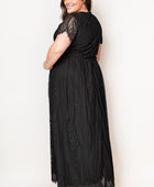 V-Neck Short Sleeve Lace Maxi Dress - Body By J'ne