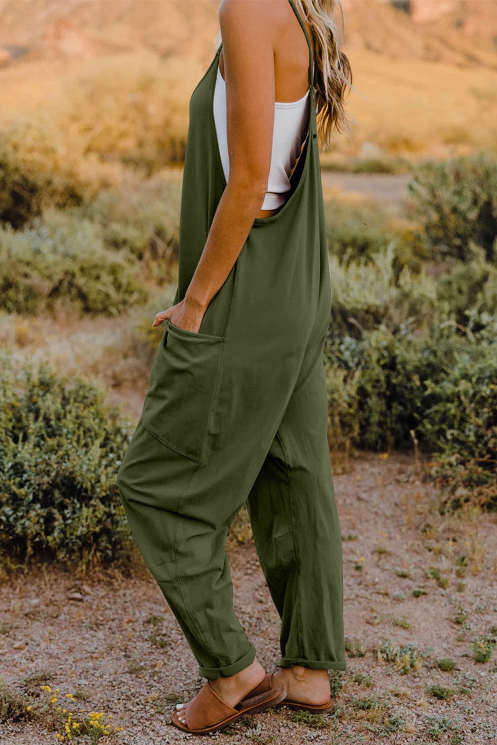 V-Neck Sleeveless Jumpsuit with Pocket - Body By J'ne