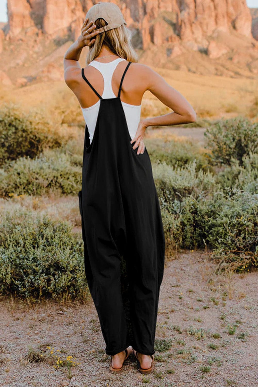 V-Neck Sleeveless Jumpsuit with Pocket - Body By J'ne