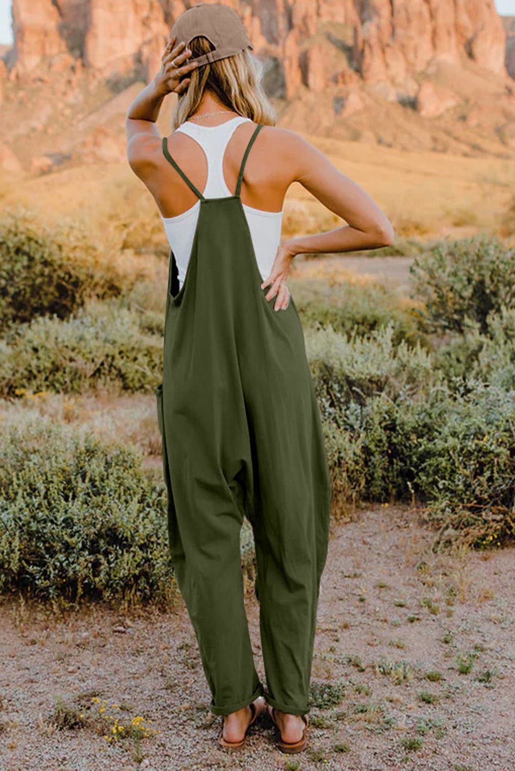 V-Neck Sleeveless Jumpsuit with Pocket - Body By J'ne