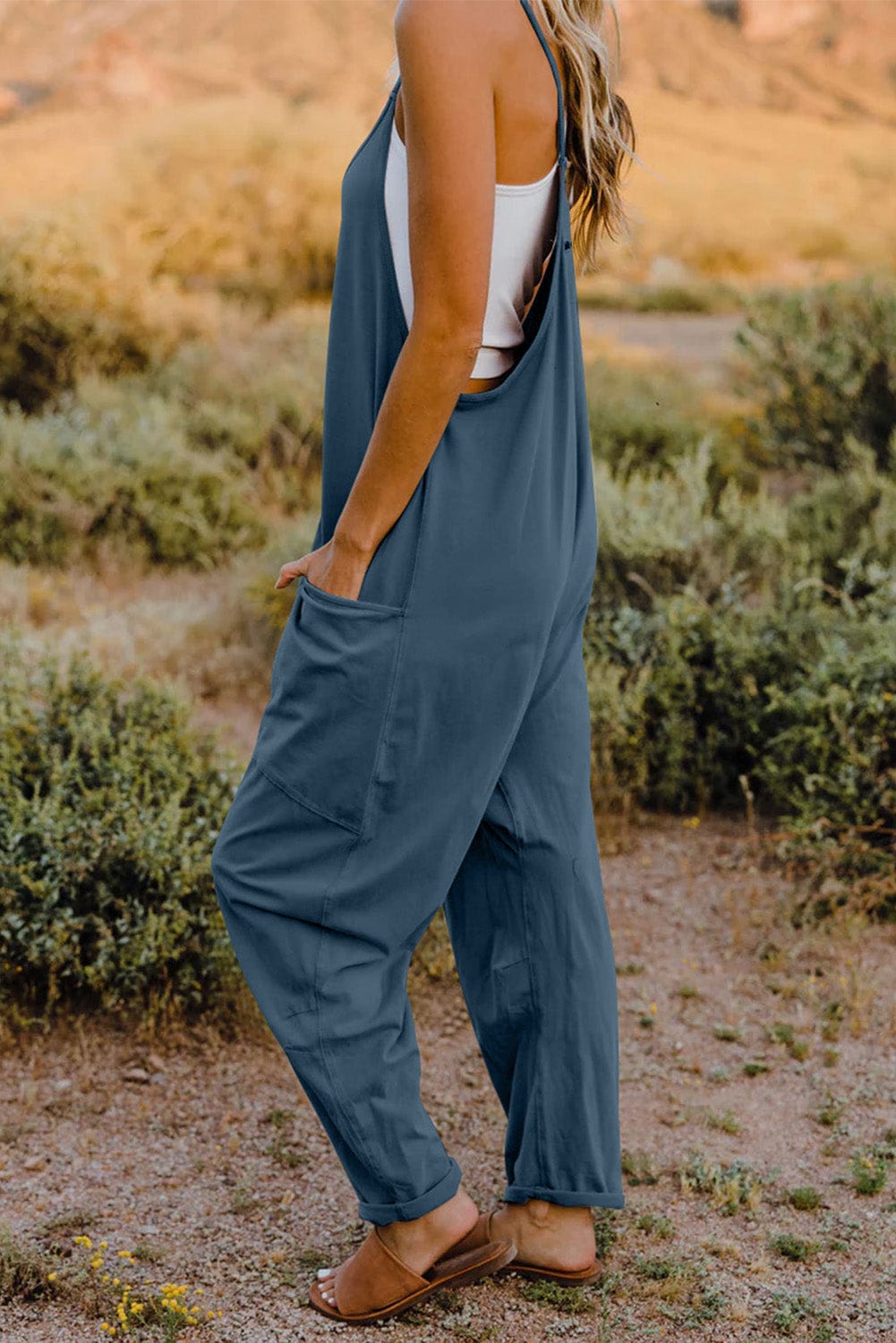 V-Neck Sleeveless Jumpsuit with Pocket - Body By J'ne