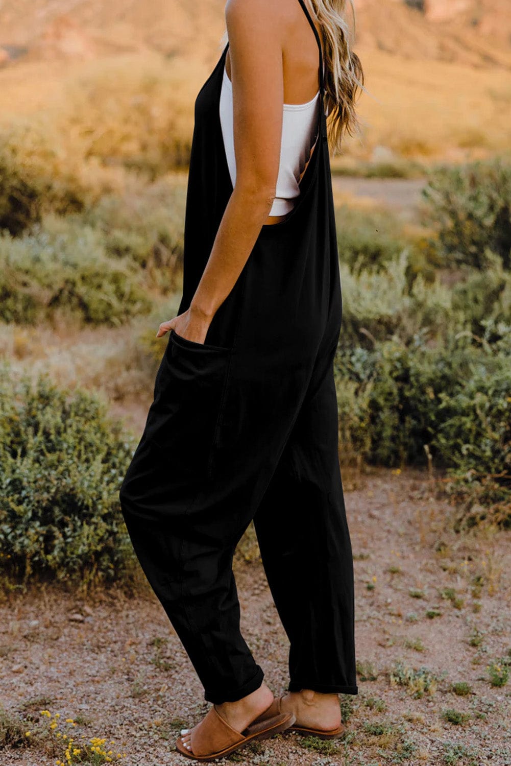 V-Neck Sleeveless Jumpsuit with Pocket - Body By J'ne