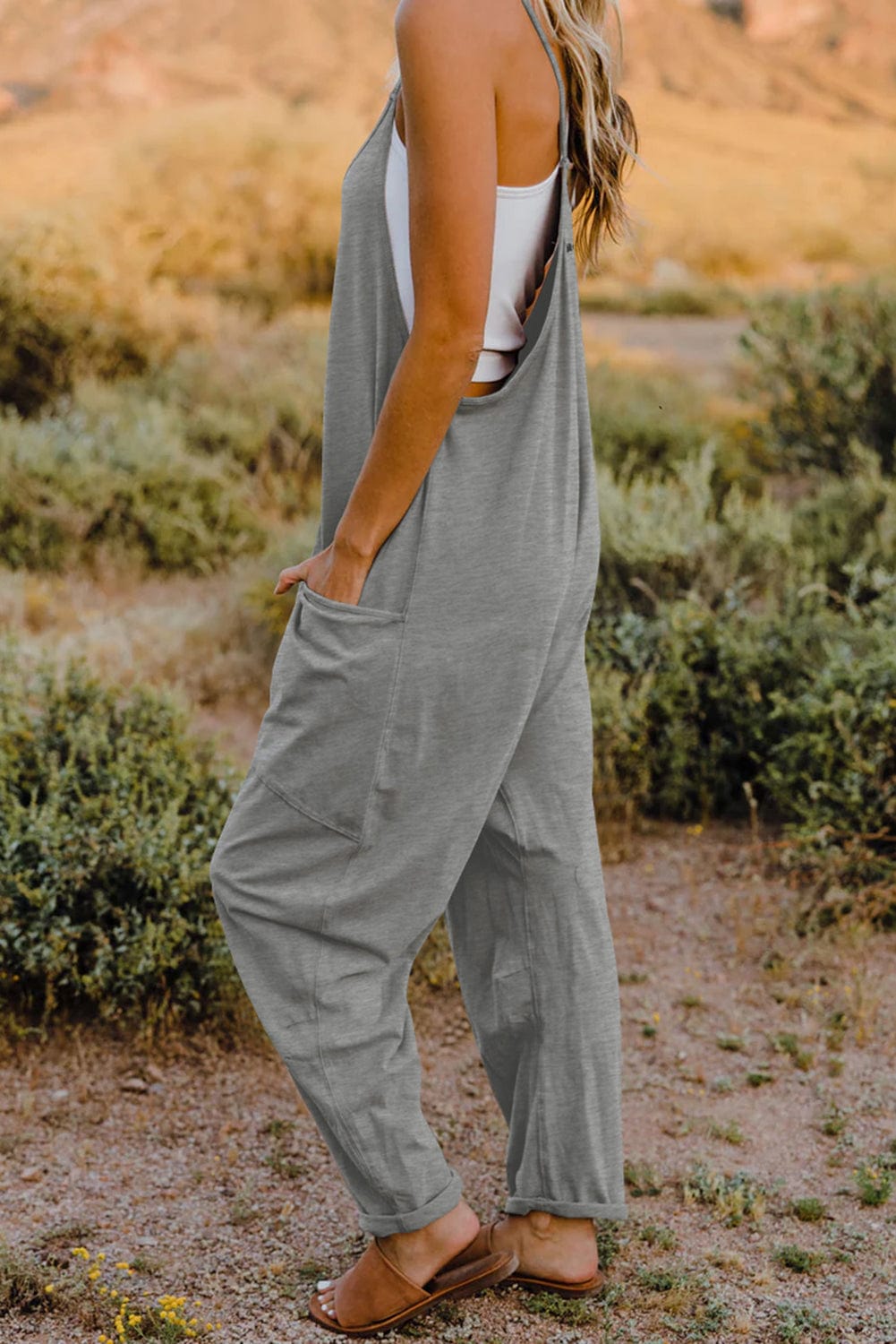 V-Neck Sleeveless Jumpsuit with Pocket - Body By J'ne