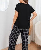 V-Neck Top and Plaid Pants Lounge Set - Body By J'ne