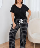 V-Neck Top and Plaid Pants Lounge Set - Body By J'ne