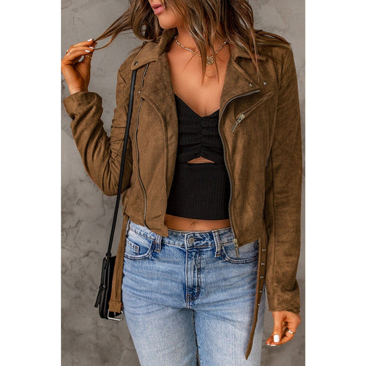 Vegan Suede Zip Detail Jacket - Body By J'ne