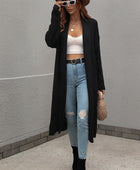 Waffle Knit Open Front Duster Cardigan With Pockets - Body By J'ne