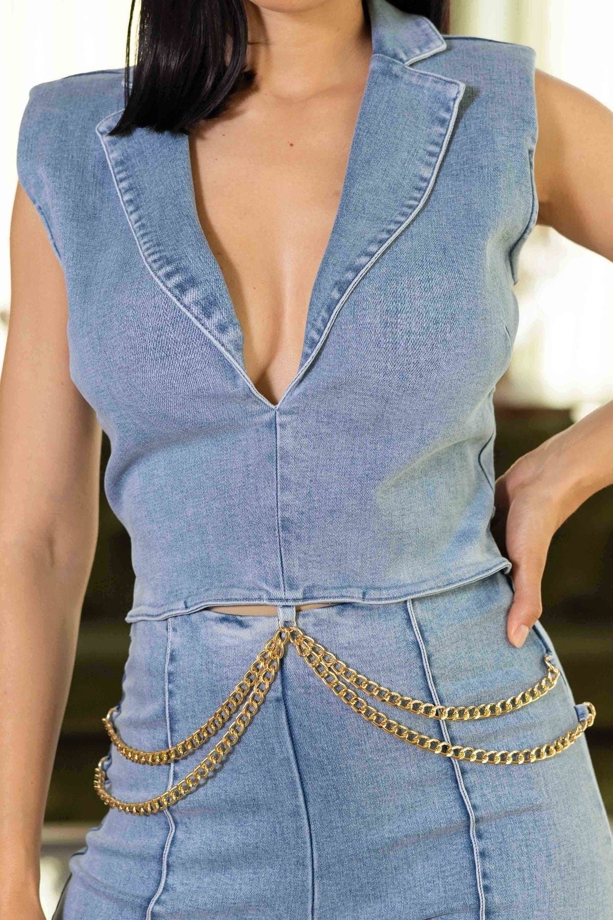 Washed Denim Stretch Fashion Jumpsuit - Body By J'ne