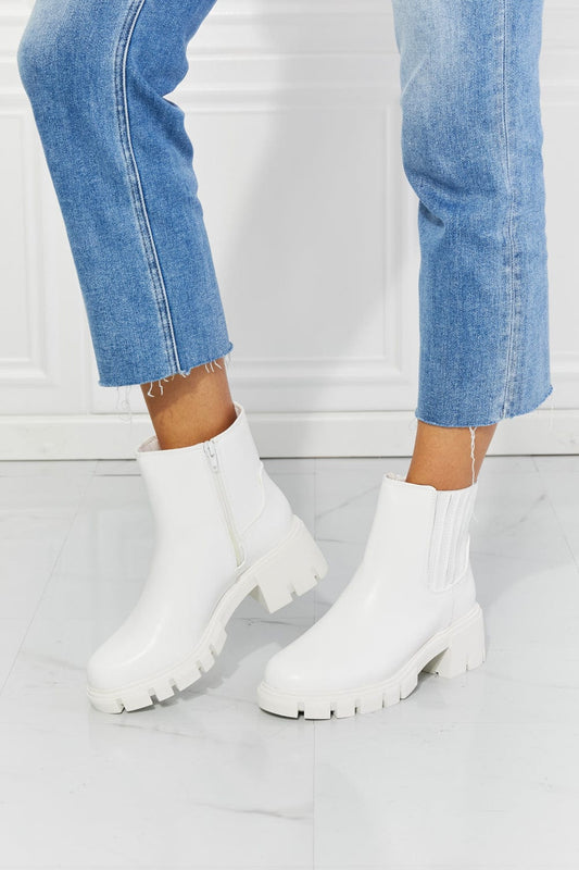 What It Takes Lug Sole Chelsea Boots in White - Body By J'ne