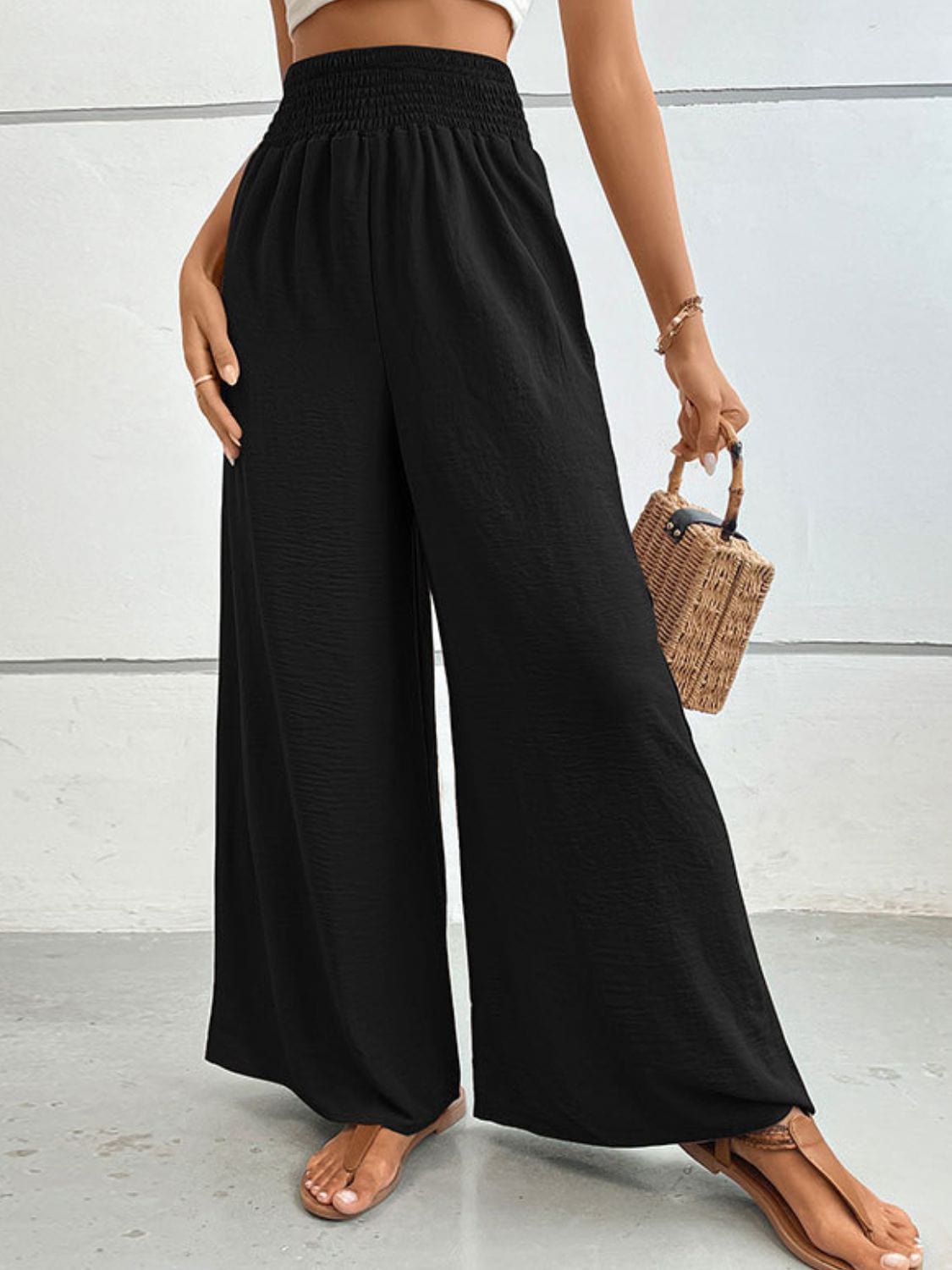 Wide Waistband Relax Fit Long Pants - Body By J'ne