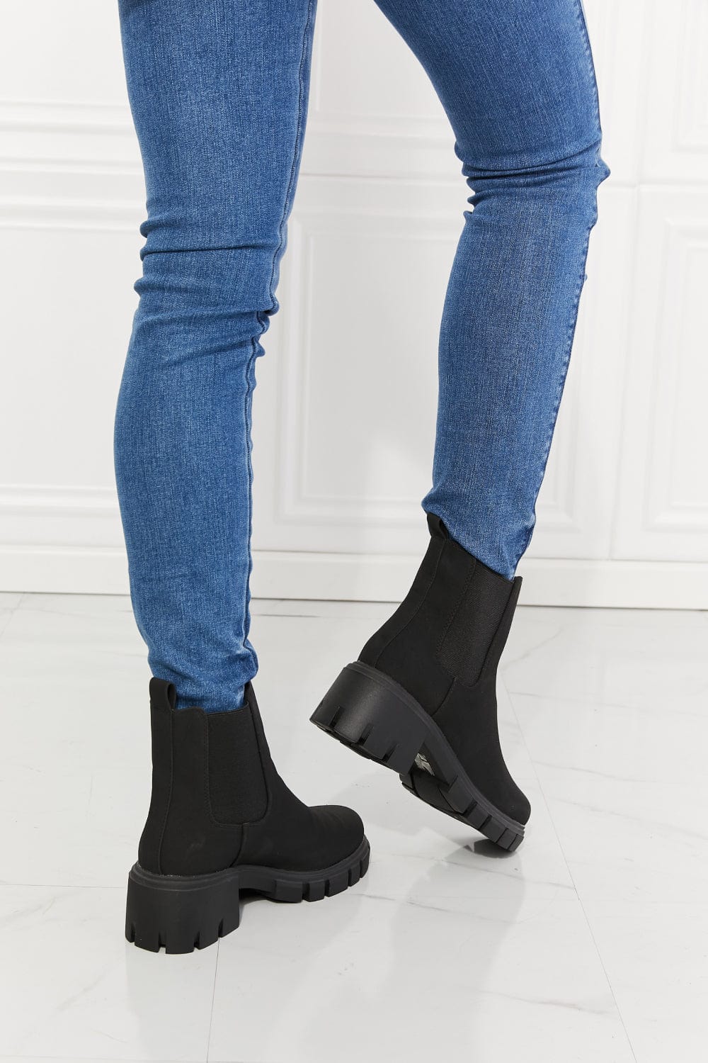 Work For It Matte Lug Sole Chelsea Boots in Black - Body By J'ne