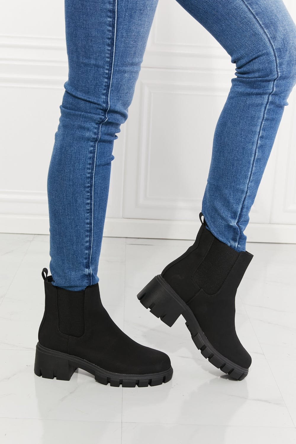 Work For It Matte Lug Sole Chelsea Boots in Black - Body By J'ne