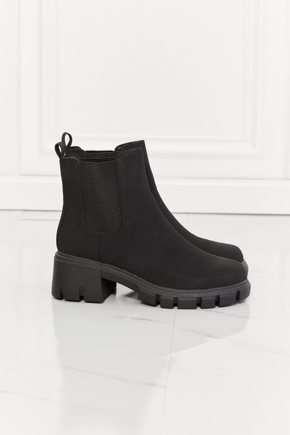 Work For It Matte Lug Sole Chelsea Boots in Black - Body By J'ne