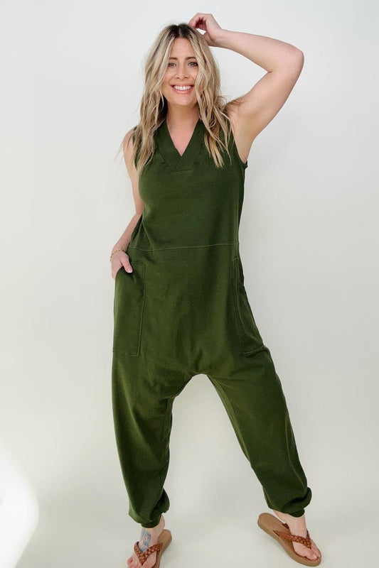 Zenana Solid Sleeveless Harem Jumpsuit - Body By J'ne