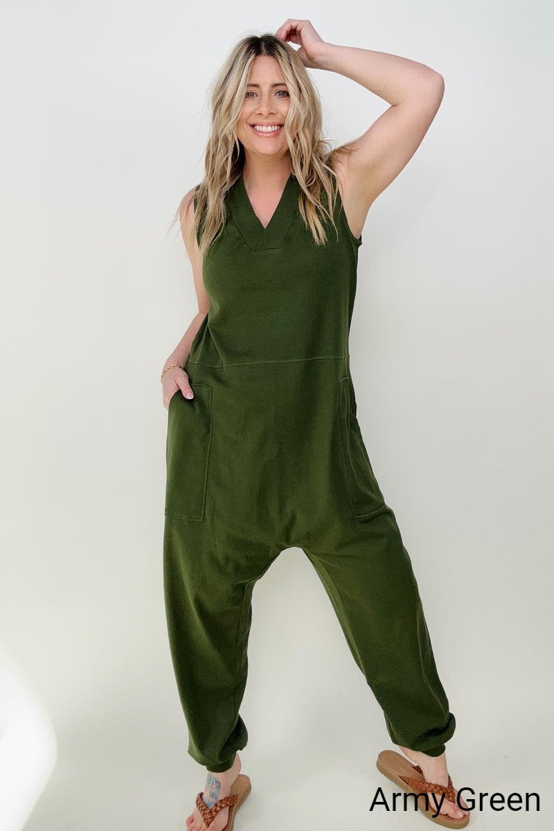 Zenana Solid Sleeveless Harem Jumpsuit - Body By J'ne