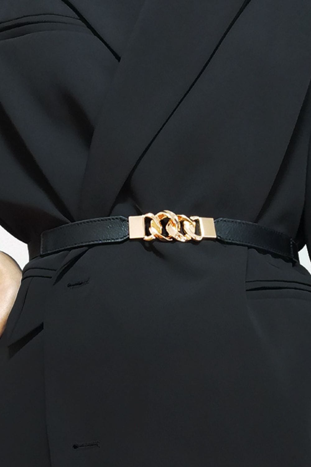 Zinc Alloy Buckle Elastic PU Belt - Body By J'ne