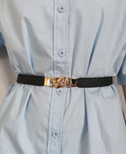 Zinc Alloy Buckle Elastic PU Belt - Body By J'ne