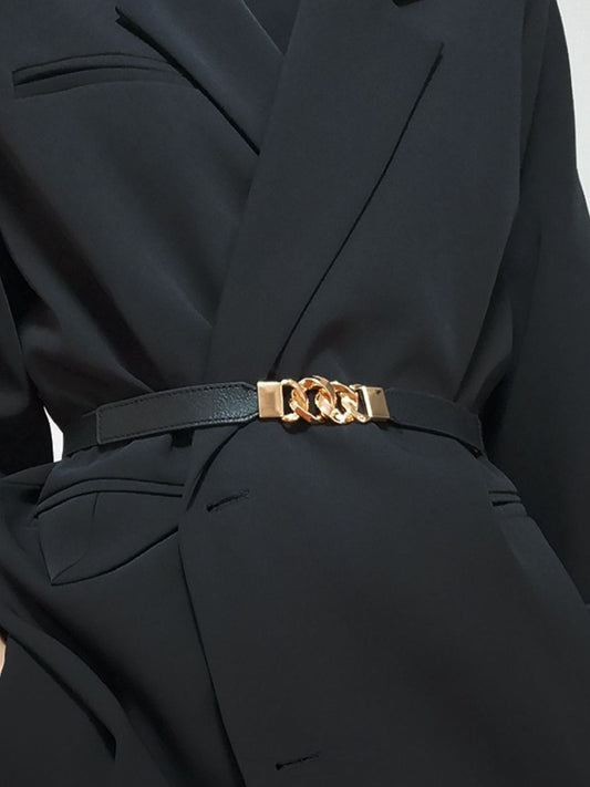 Zinc Alloy Buckle Elastic PU Belt - Body By J'ne