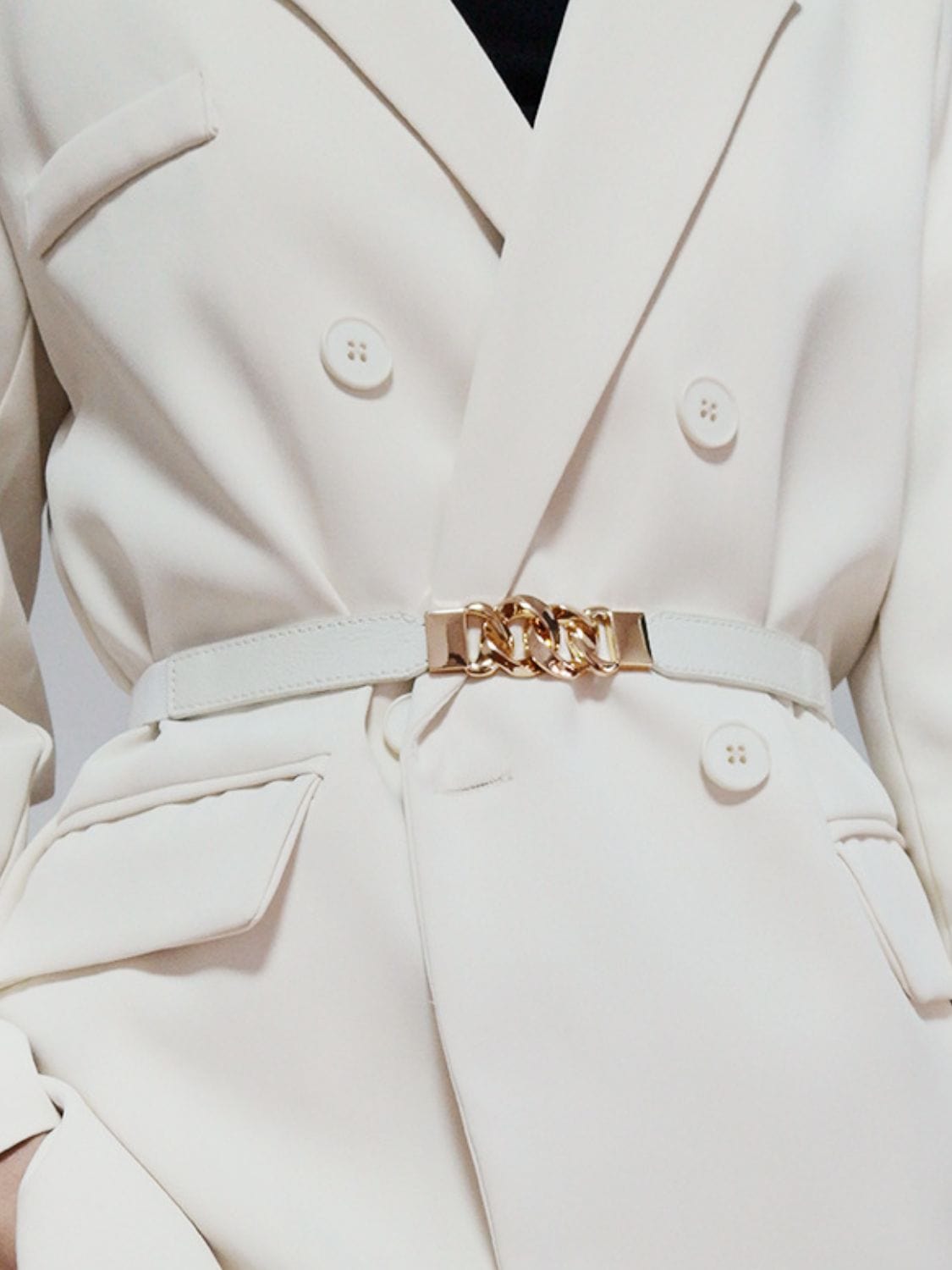 Zinc Alloy Buckle Elastic PU Belt - Body By J'ne