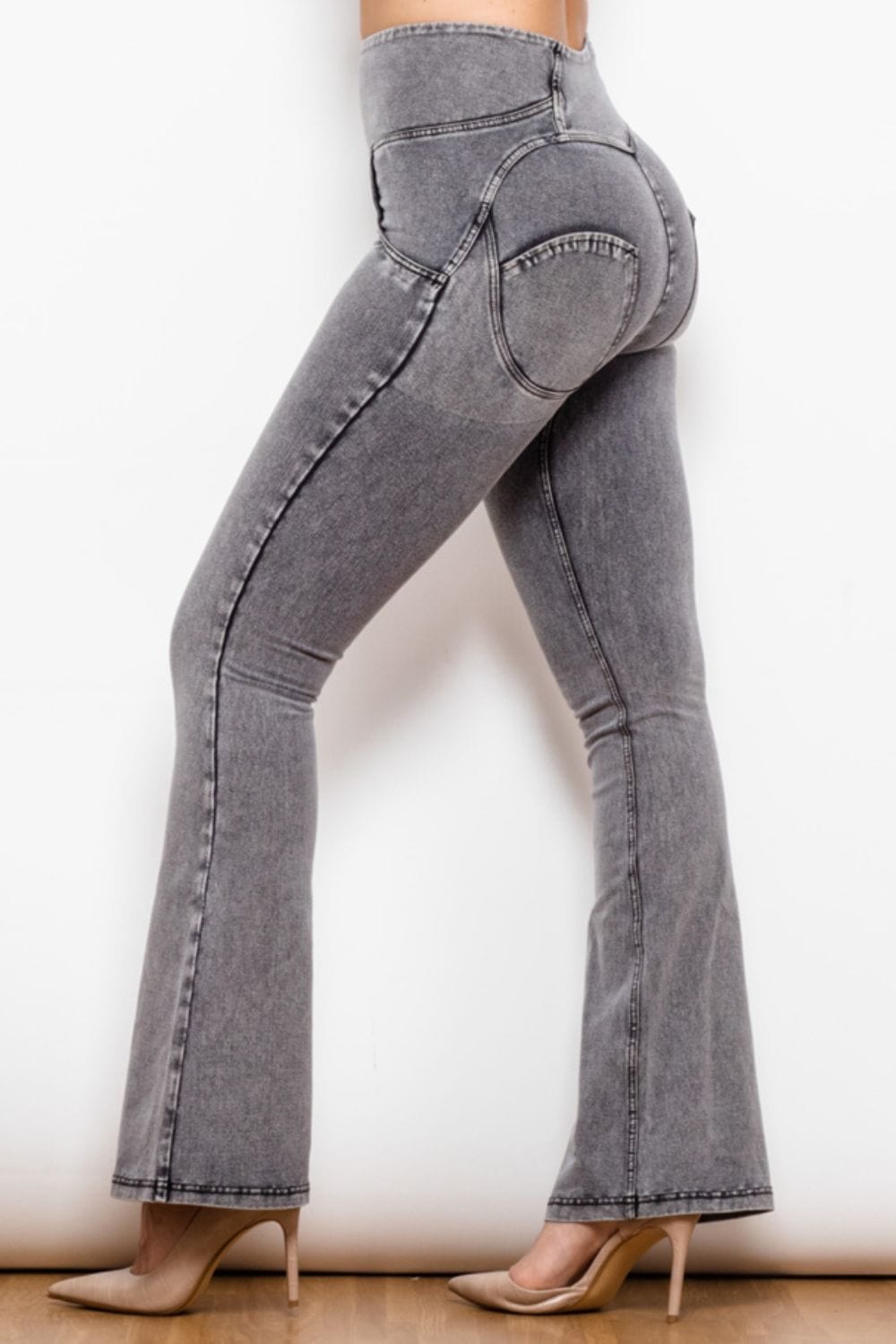 Zip Detail Flare Long Jeans - Body By J'ne