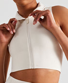 Zip Up Collared Cropped Sports Top - Body By J'ne
