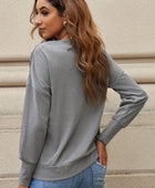 Zipper Detail Boat Neck Dropped Shoulder Sweatshirt - Body By J'ne