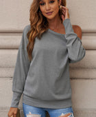 Zipper Detail Boat Neck Dropped Shoulder Sweatshirt - Body By J'ne