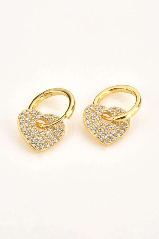 Zircon Heart Drop Huggie Earrings - Body By J'ne