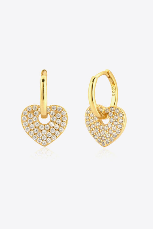 Zircon Heart Drop Huggie Earrings - Body By J'ne